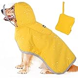Lukovee Dog Raincoat, Adjustable Dog Rain Jacket With Clear Hooded Double Layer For Large Medium Small Dogs Puppies, Waterproof Dog Rain Coat Poncho With Reflective Storage Pocket &Amp; Rim (Yellow, L)