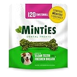 Minties Dental Chews For Dogs, 120 Count, Vet-Recommended Mint-Flavored Dental Treats For Tiny/Small Dogs 5-24 Lbs, Dental Bones Clean Teeth, Fight Bad Breath, And Removes Plaque And Tartar