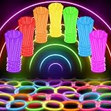 100 Ultra Bright Glow Sticks Bracelets And Necklaces - Premium Glow In The Dark Party Supplies And Decorations - Bulk 8' Glowsticks Party Favors Pack