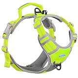 Thinkpet No Pull Harness Breathable Sport Harness With Handle-Dog Harnesses Reflective Adjustable For Medium Large Dogs,Back/Front Clip For Easy Control S Neon Green