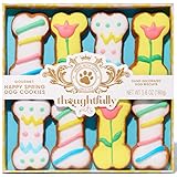 Thoughtfully Pets, Gourmet Dog Cookie Gift Set, Peanut Butter Flavored Crunchy Dog Treats In Bone Shape With Spring Designs, Set Of 8